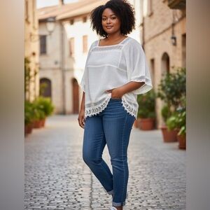 a.n.a White Crochet Trim Blouse
